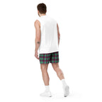Ocean Green and Mulberry Wood Plaid Unisex Mesh Shorts - Scottish Squares