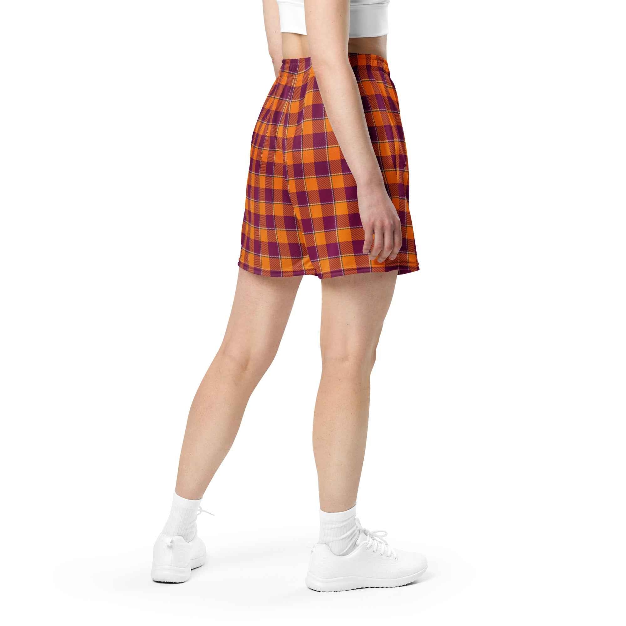 Tahiti Gold and Rose Bud Cherry Plaid Unisex Mesh Shorts - Scottish Squares