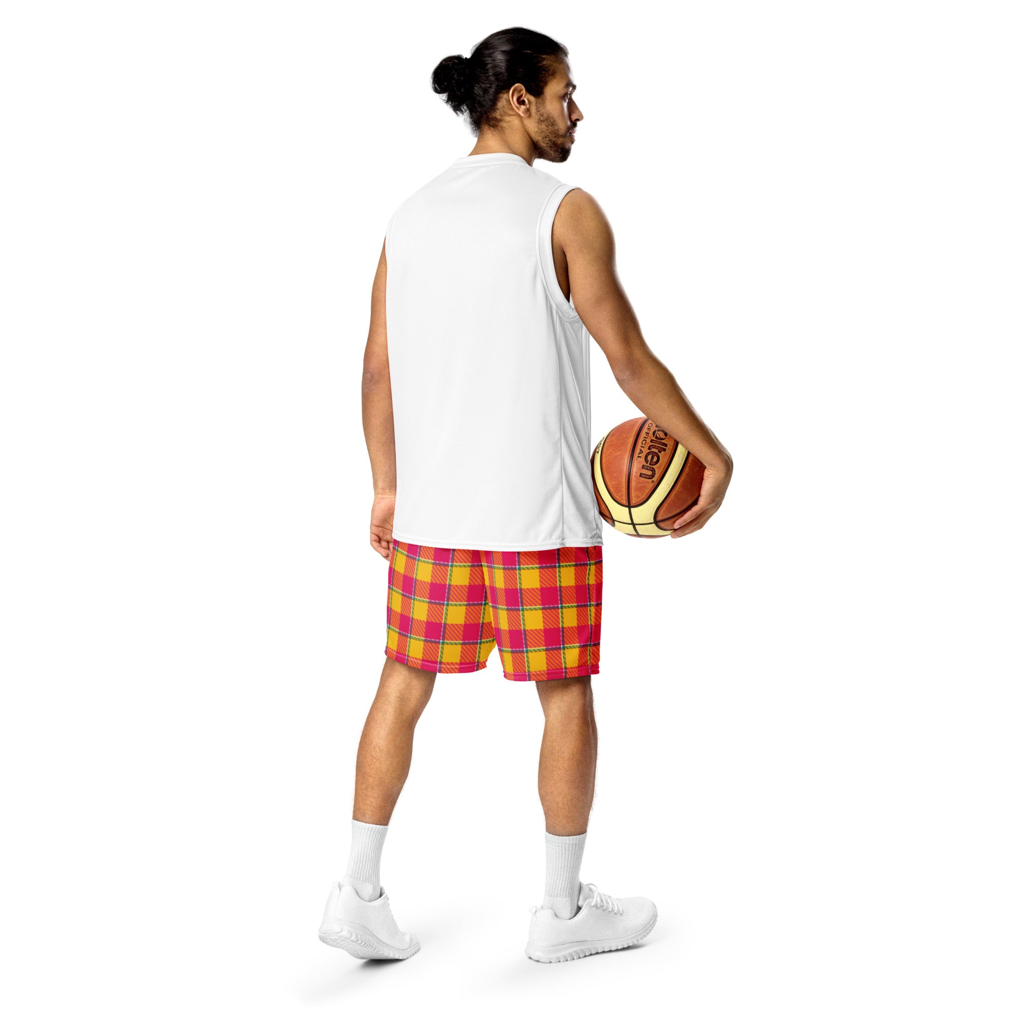 Corn and Razzmatazz Plaid Unisex Mesh Shorts - Scottish Squares
