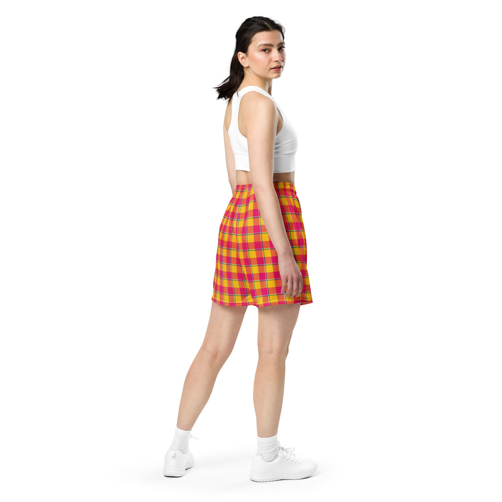Corn and Razzmatazz Plaid Unisex Mesh Shorts - Scottish Squares