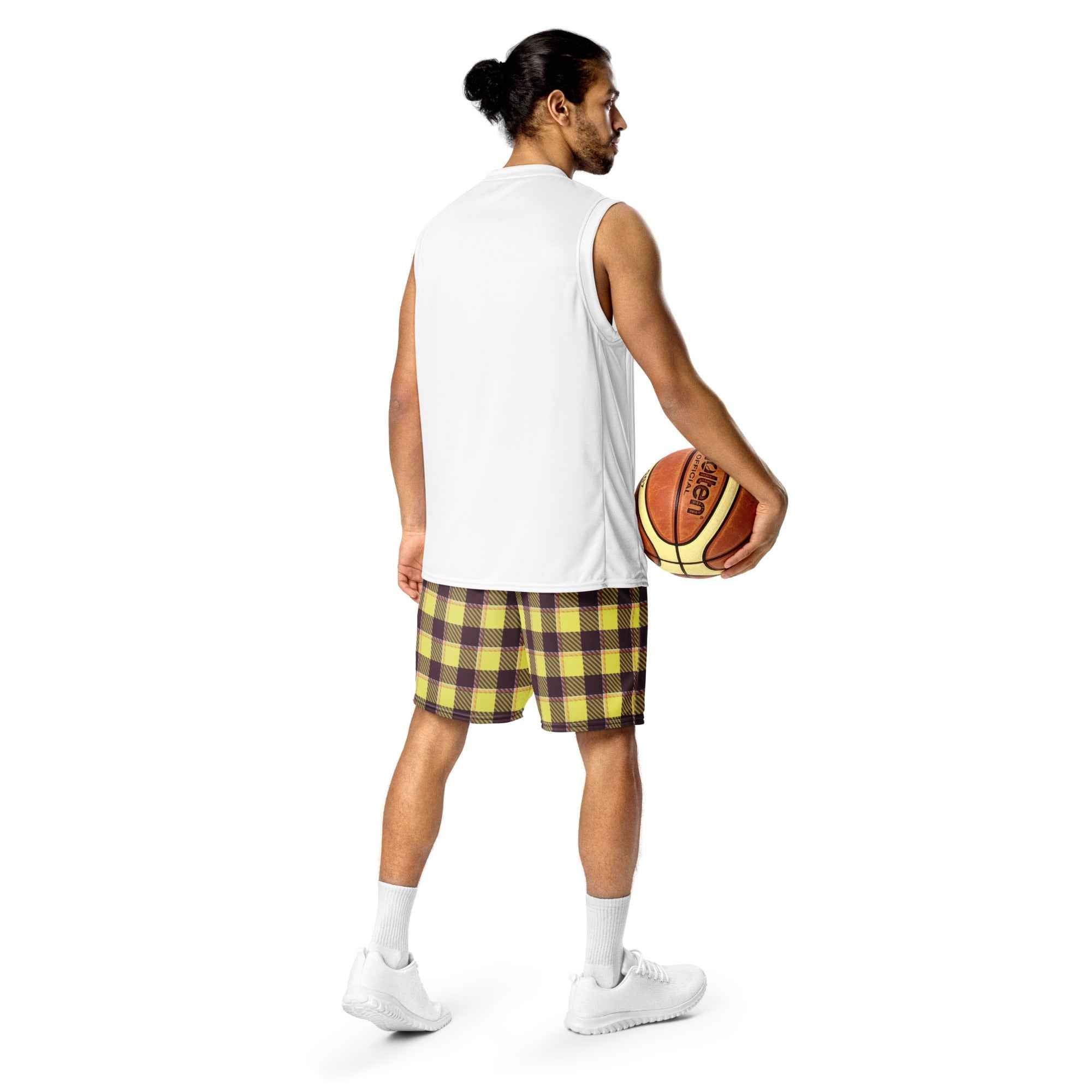Flax and Livid Brown Plaid Unisex Mesh Shorts - Scottish Squares
