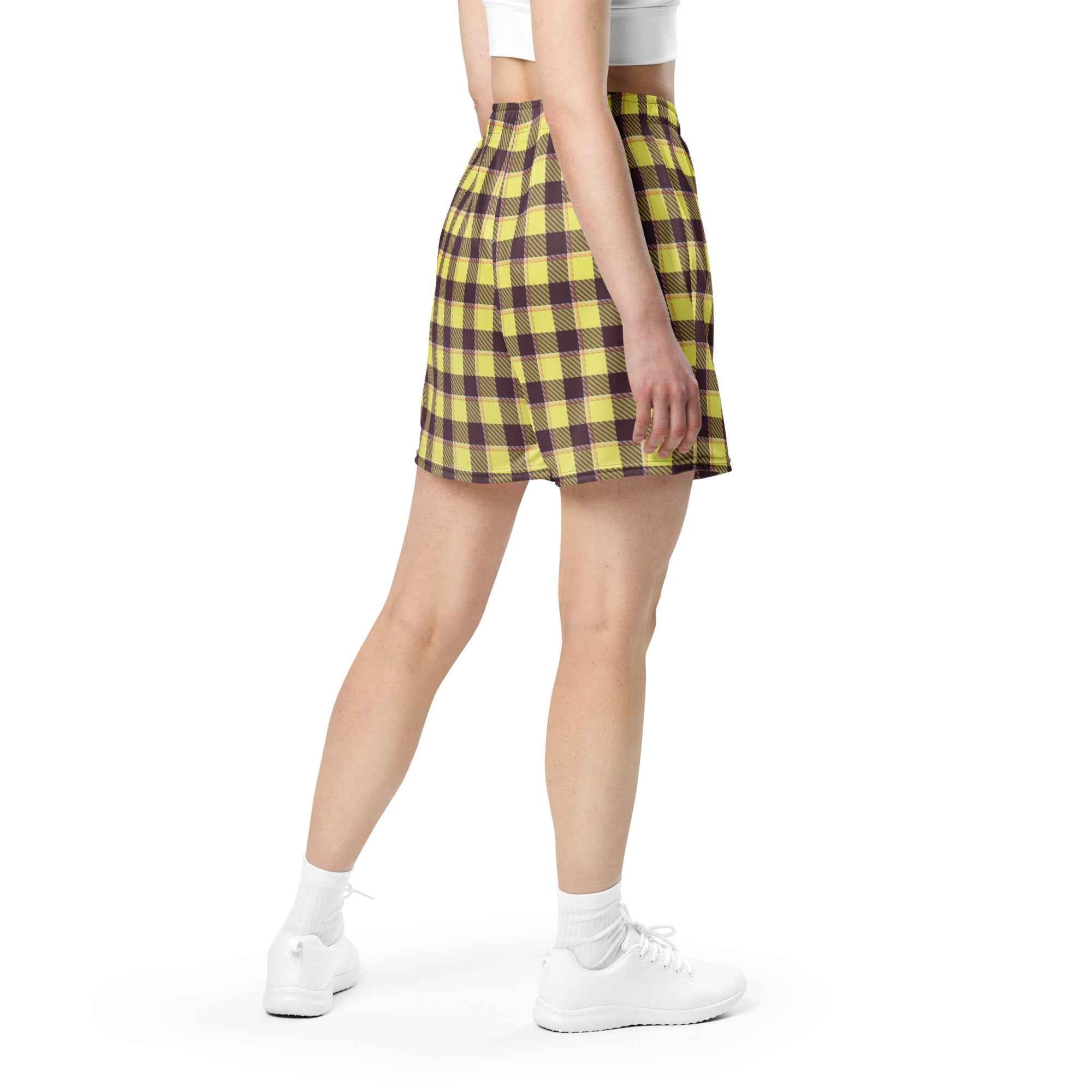 Flax and Livid Brown Plaid Unisex Mesh Shorts - Scottish Squares