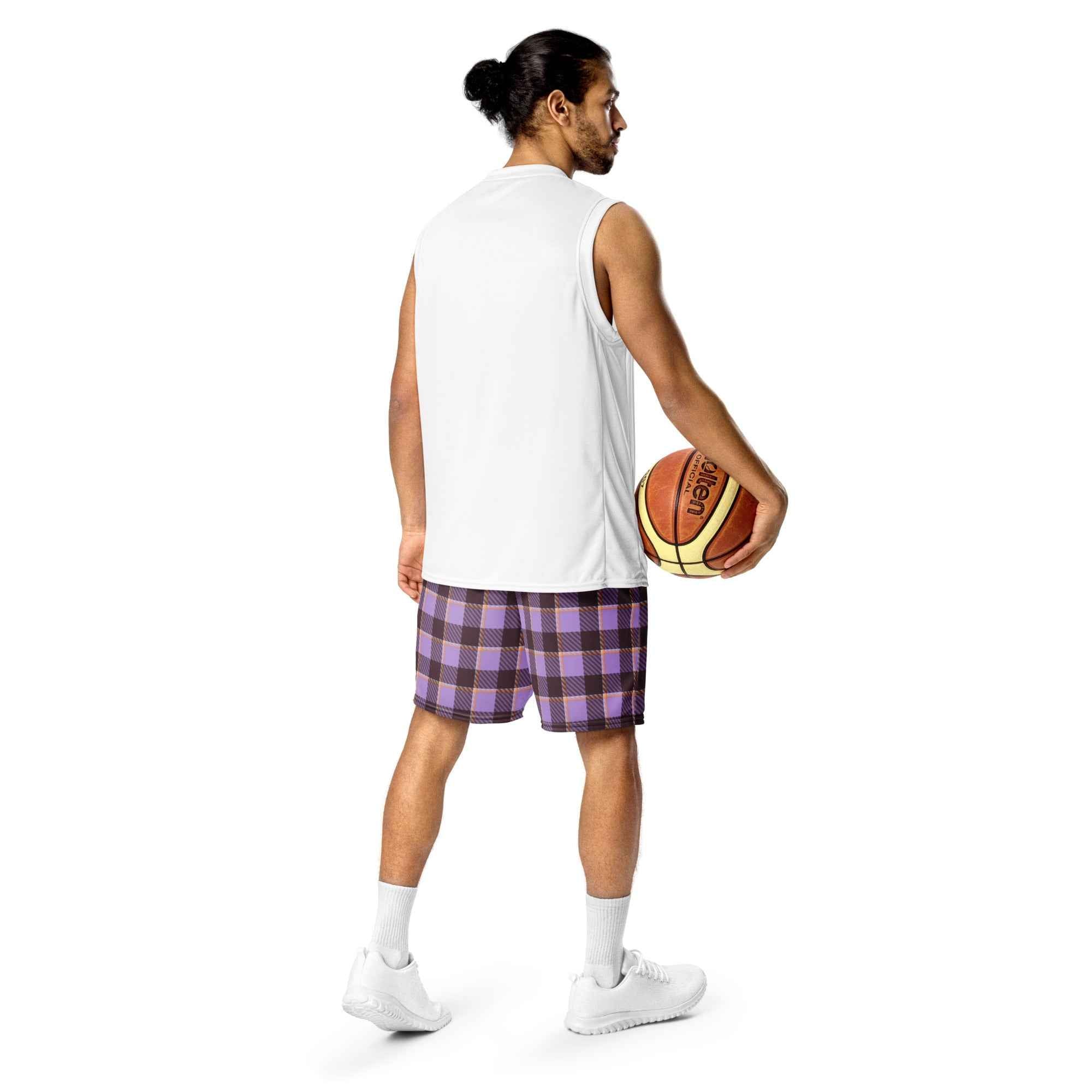 Light Wisteria and Livid Brown Plaid Unisex Mesh Shorts - Scottish Squares