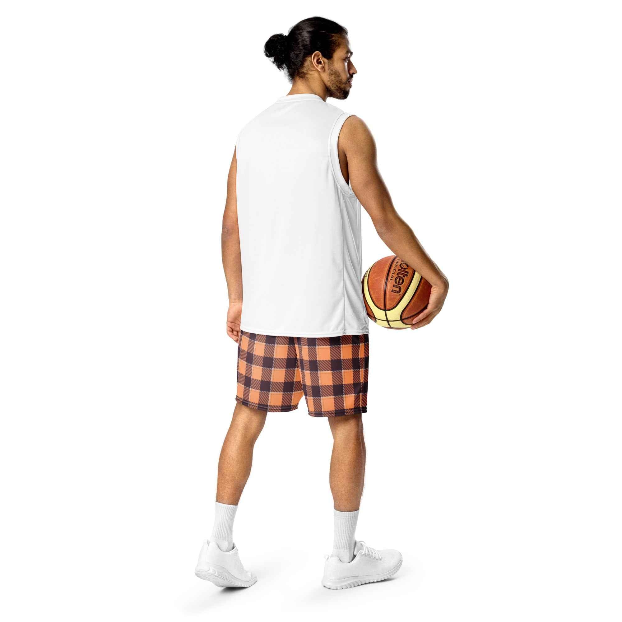 Hit Pink and Livid Brown Plaid Unisex Mesh Shorts - Scottish Squares