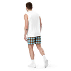 Blizzard Blue and Livid Brown Plaid Unisex Mesh Shorts - Scottish Squares