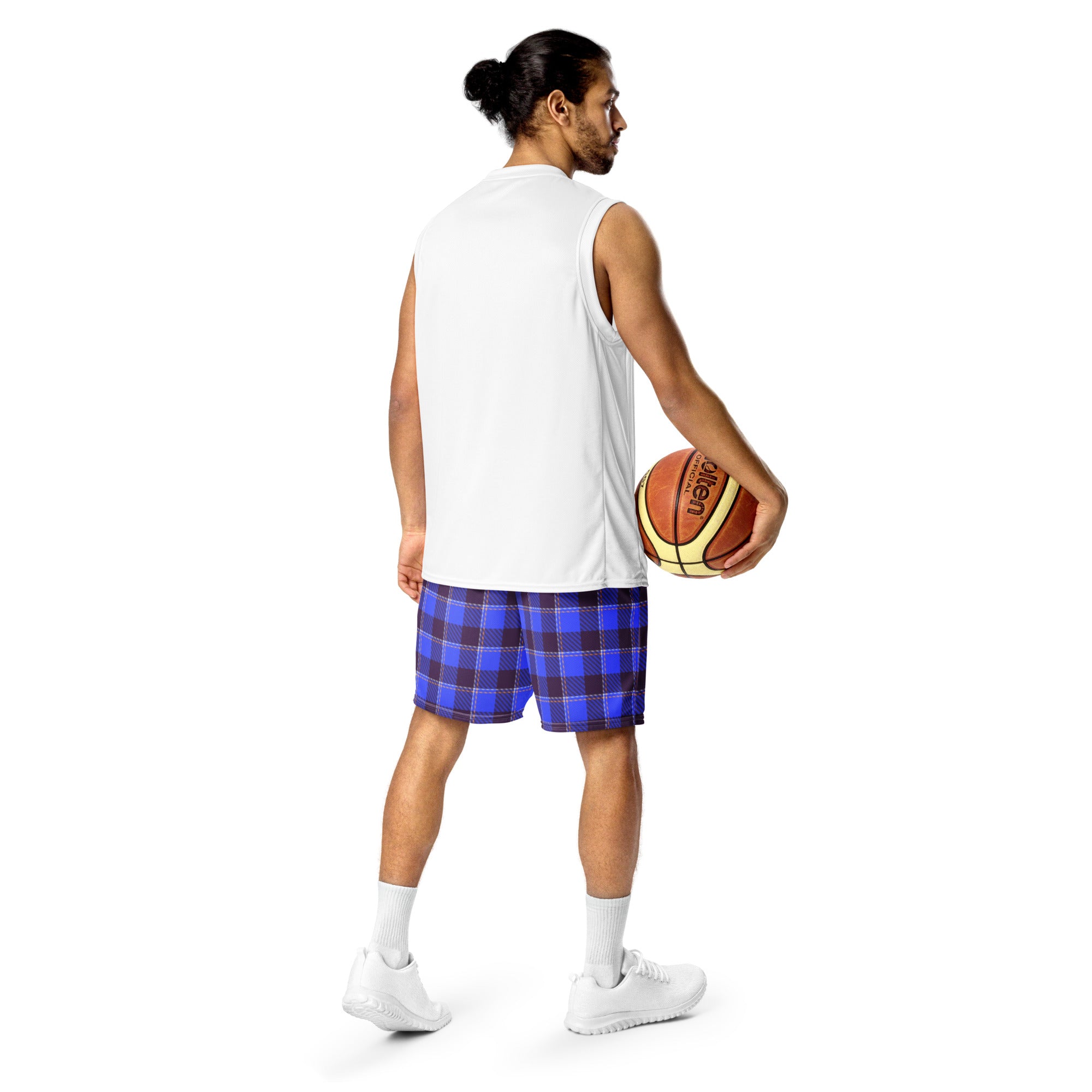 Cornflower Blue and Livid Brown Plaid Unisex Mesh Shorts - Scottish Squares
