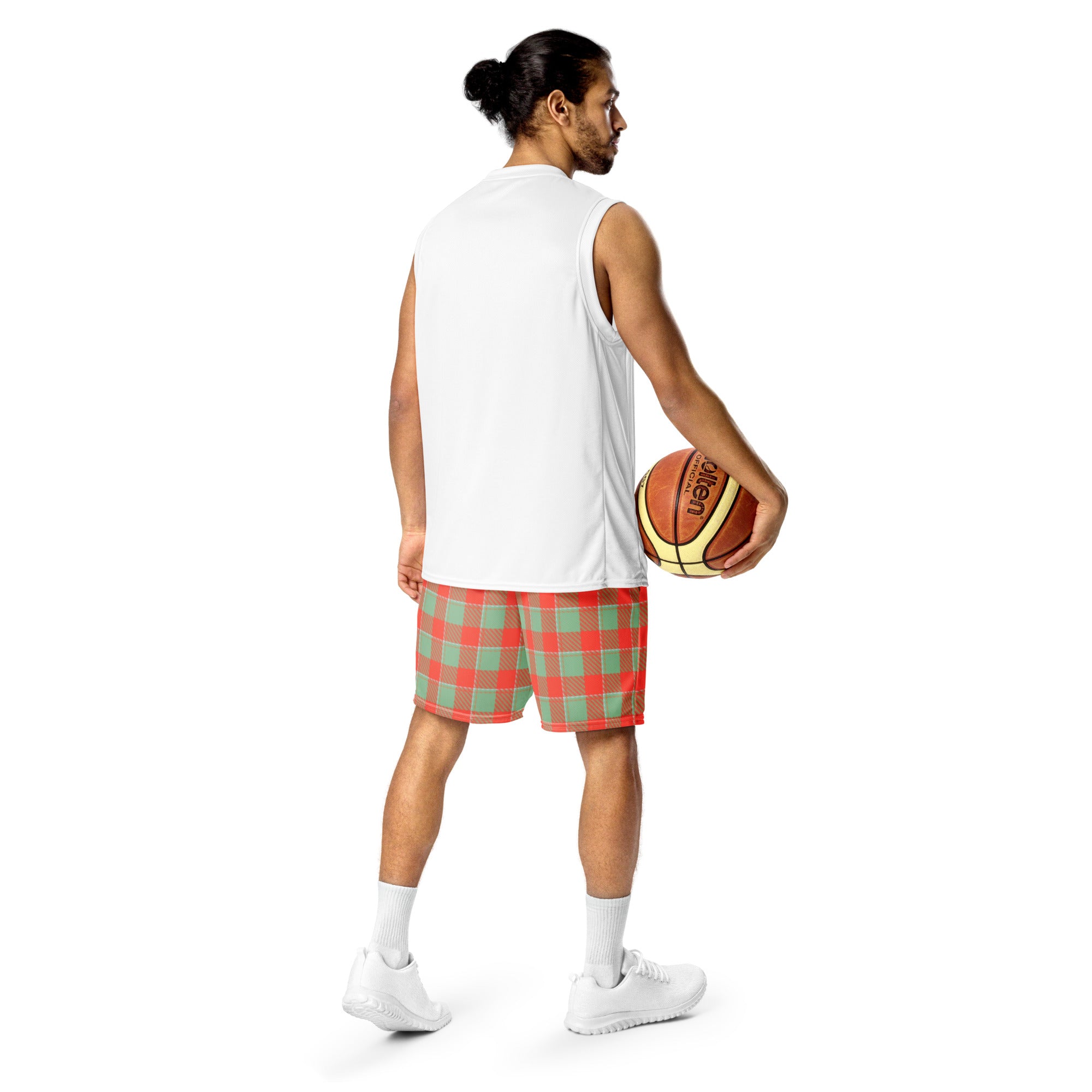 Spring Rain and Persimmon Plaid Unisex Mesh Shorts - Scottish Squares