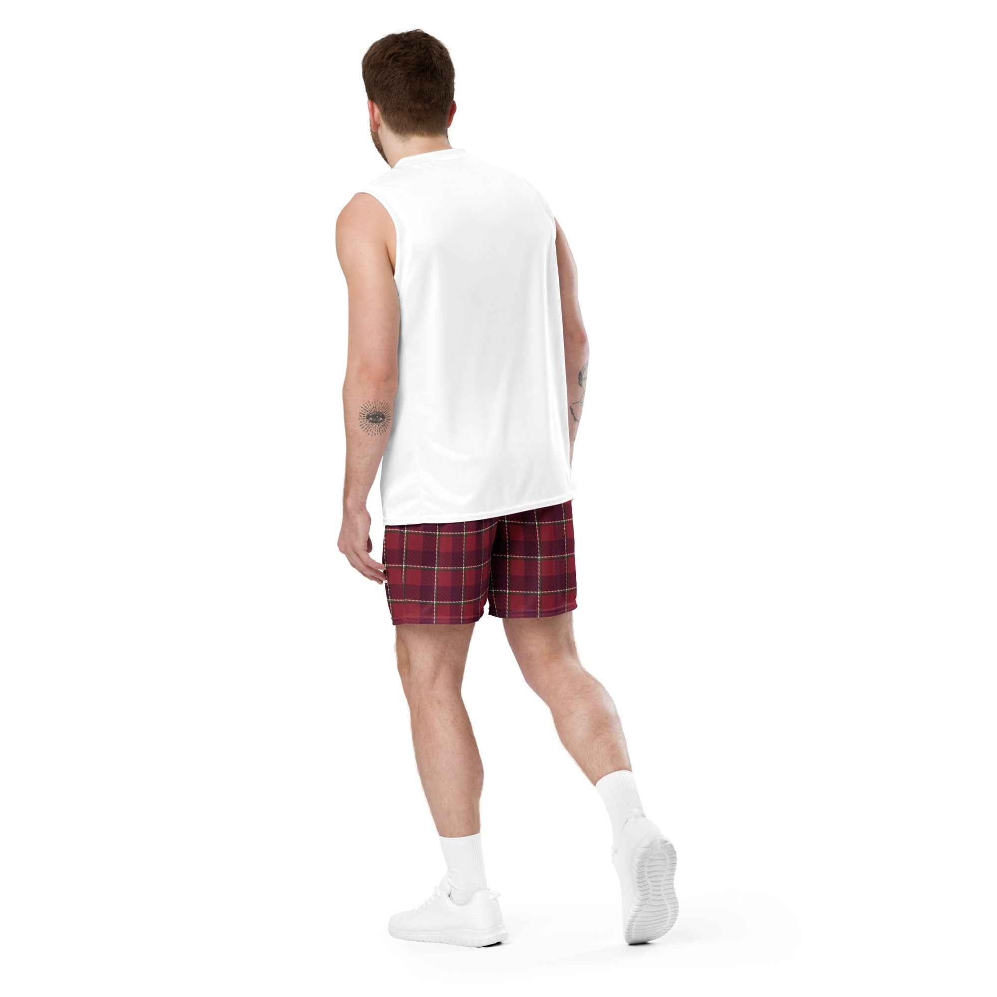 Old Brick and Cab Sav Plaid Unisex Mesh Shorts - Scottish Squares