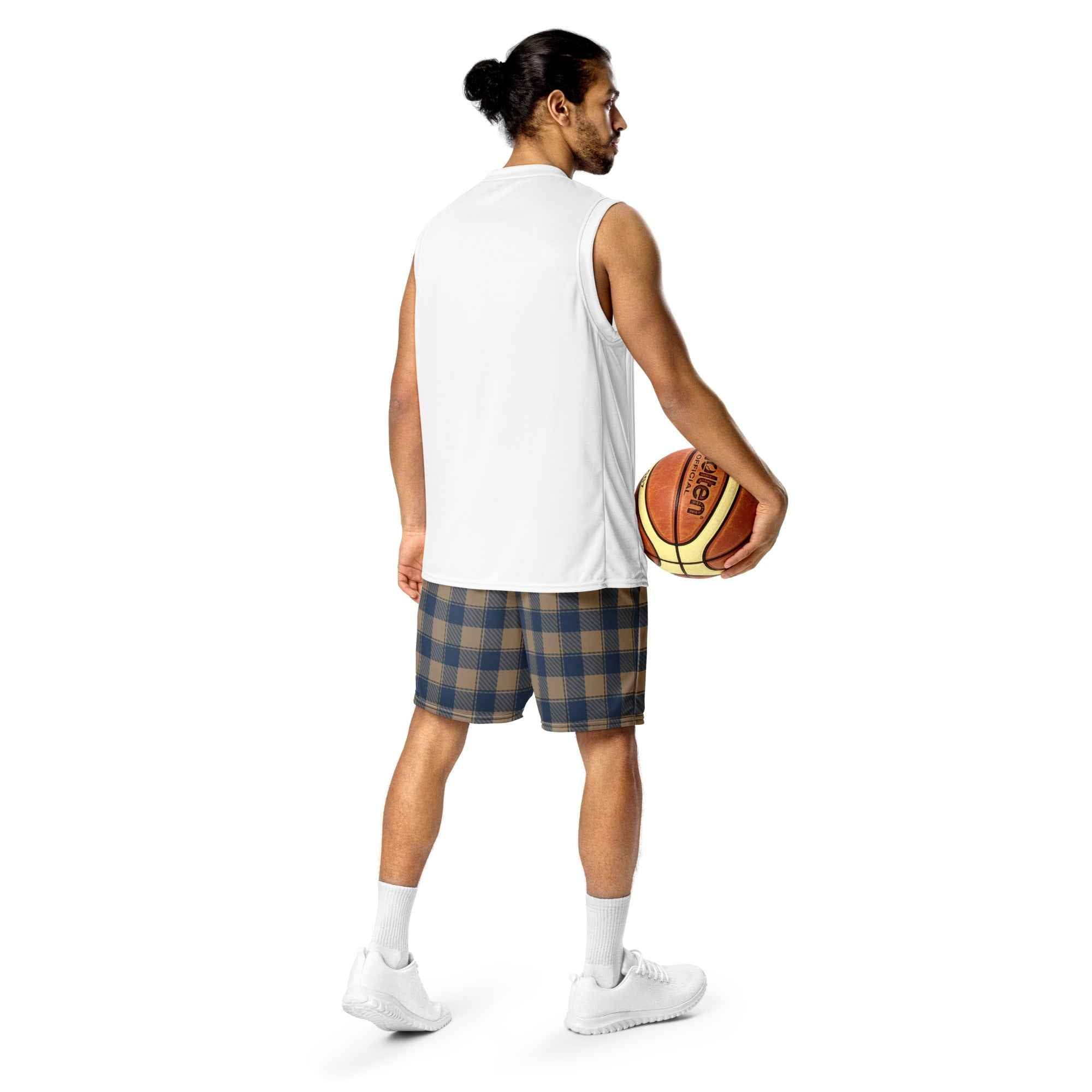 Cello and Donkey Brown Plaid Unisex Mesh Shorts - Scottish Squares