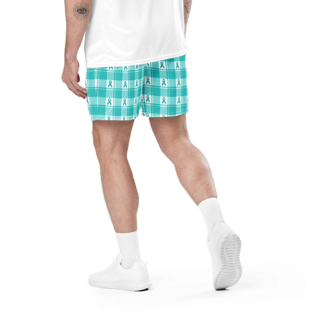 Unisex Mesh Shorts Ovarian Cancer Awareness Plaid - Scottish Squares