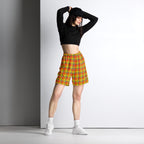 Blaze Orange and Bird Flower Plaid Unisex Mesh Shorts - Scottish Squares