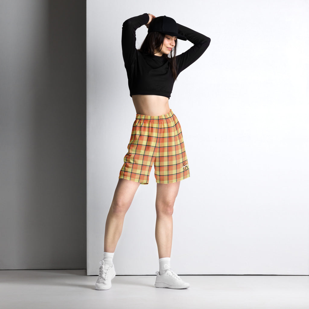 Claystone and Morning Mist Plaid Unisex Mesh Shorts - Scottish Squares