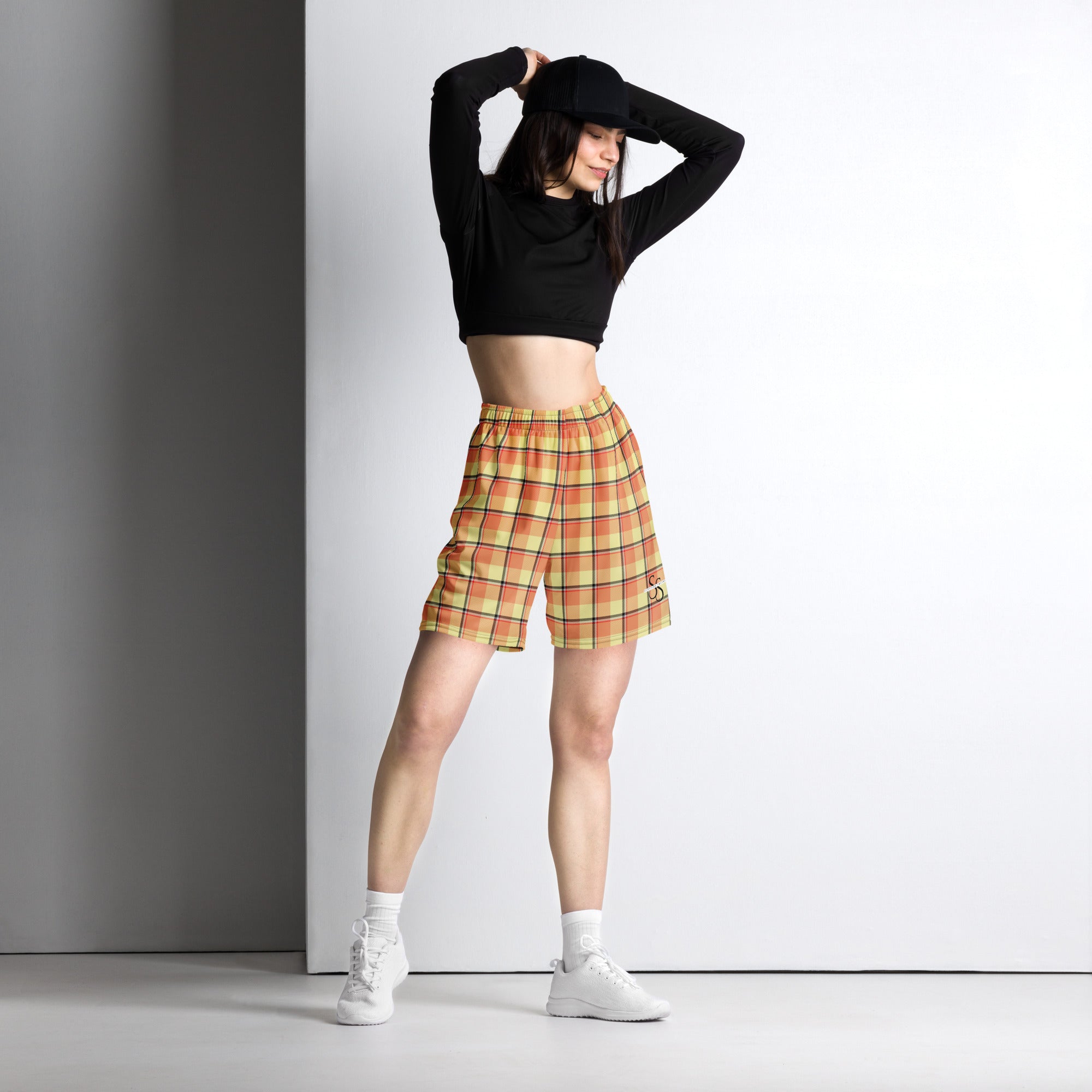 Claystone and Morning Mist Plaid Unisex Mesh Shorts - Scottish Squares