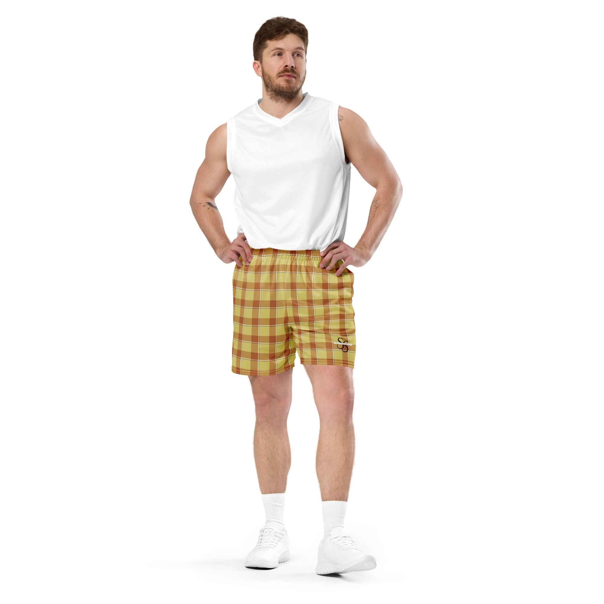 Zombie and Copper Plaid Unisex Mesh Shorts - Scottish Squares