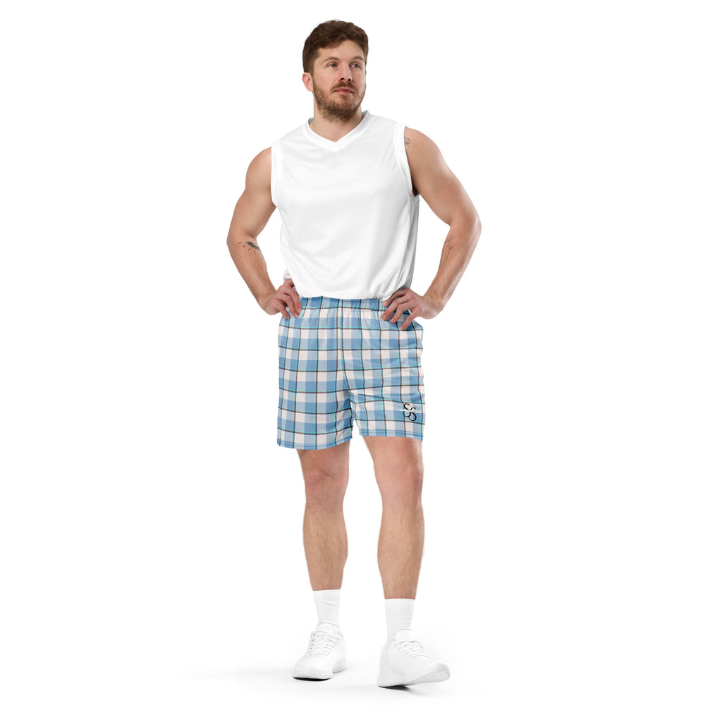 Pink Cloud and Blue Lagoon Plaid Unisex Mesh Shorts - Scottish Squares