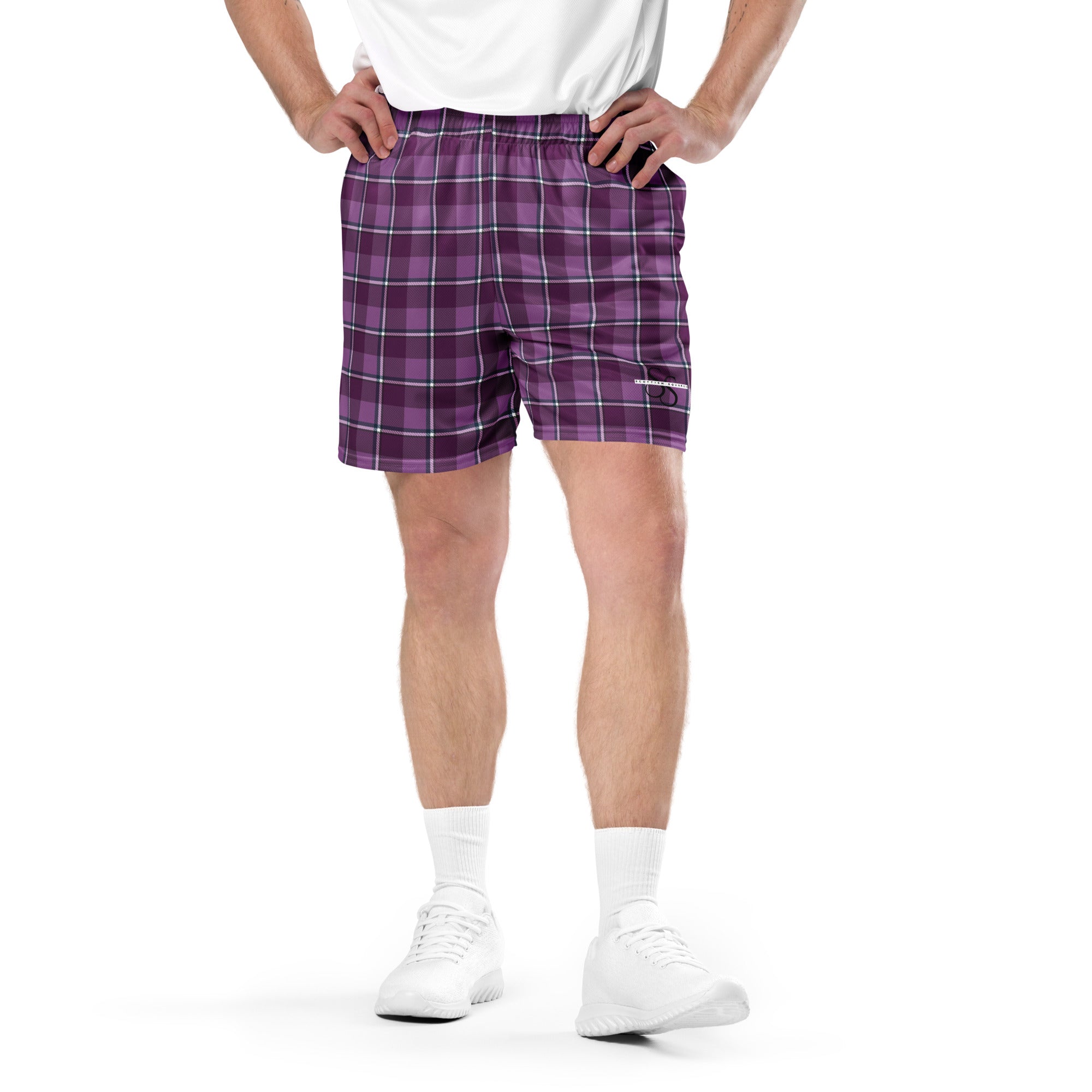 Purple and Trendy Pink Plaid Unisex Mesh Shorts - Scottish Squares