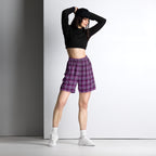 Purple and Trendy Pink Plaid Unisex Mesh Shorts - Scottish Squares