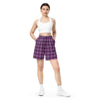 Purple and Trendy Pink Plaid Unisex Mesh Shorts - Scottish Squares