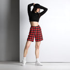 Red Ribbon and Heavy Metal Plaid Unisex Mesh Shorts - Scottish Squares