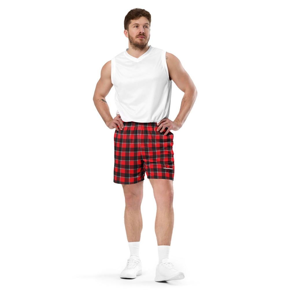 Red Ribbon and Heavy Metal Plaid Unisex Mesh Shorts - Scottish Squares