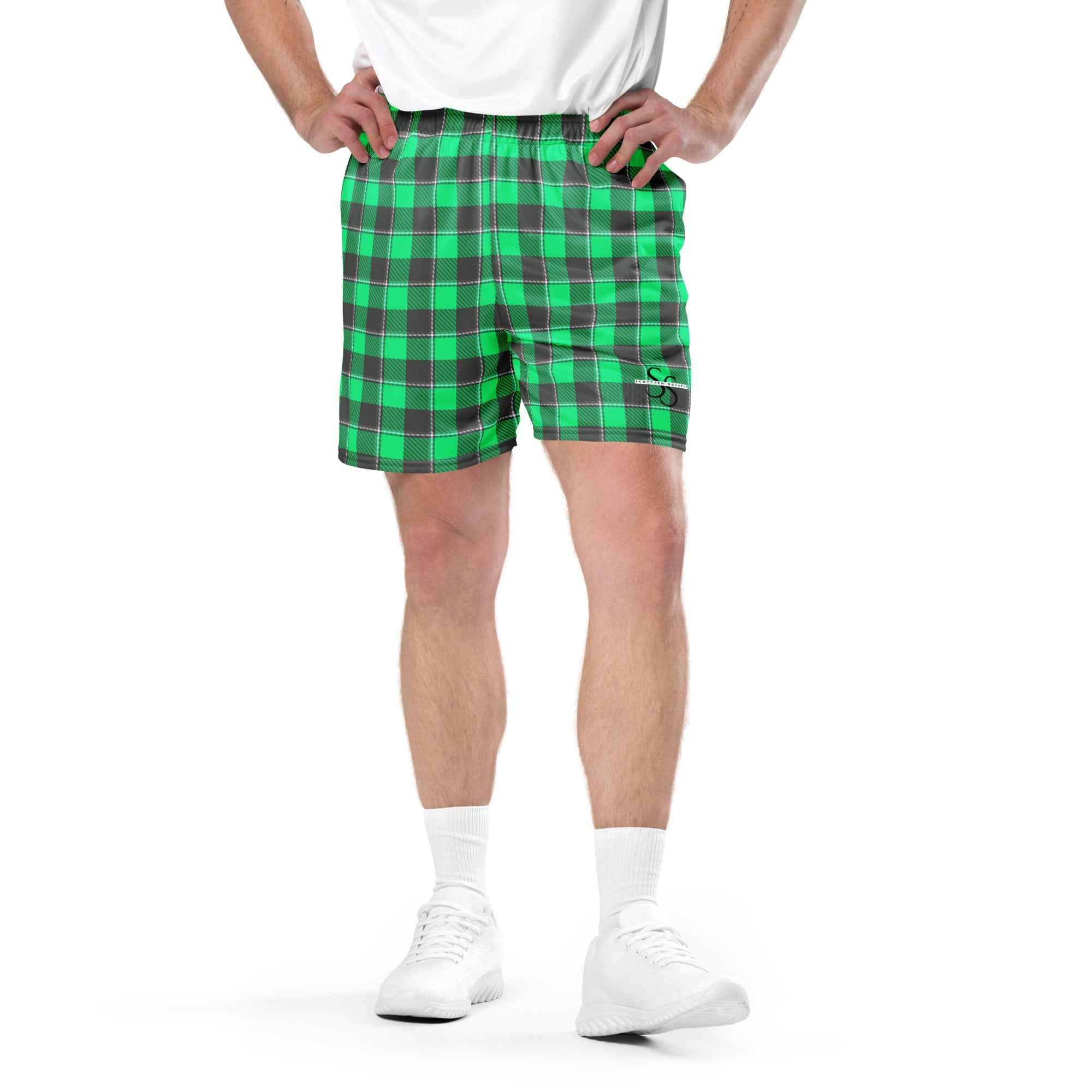 Spring Green and Finlandia Plaid Unisex Mesh Shorts - Scottish Squares