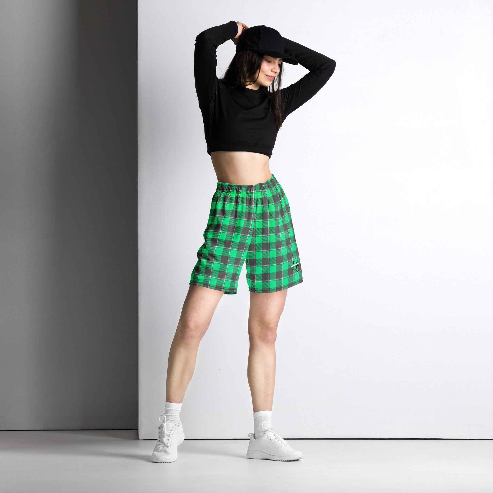 Spring Green and Finlandia Plaid Unisex Mesh Shorts - Scottish Squares