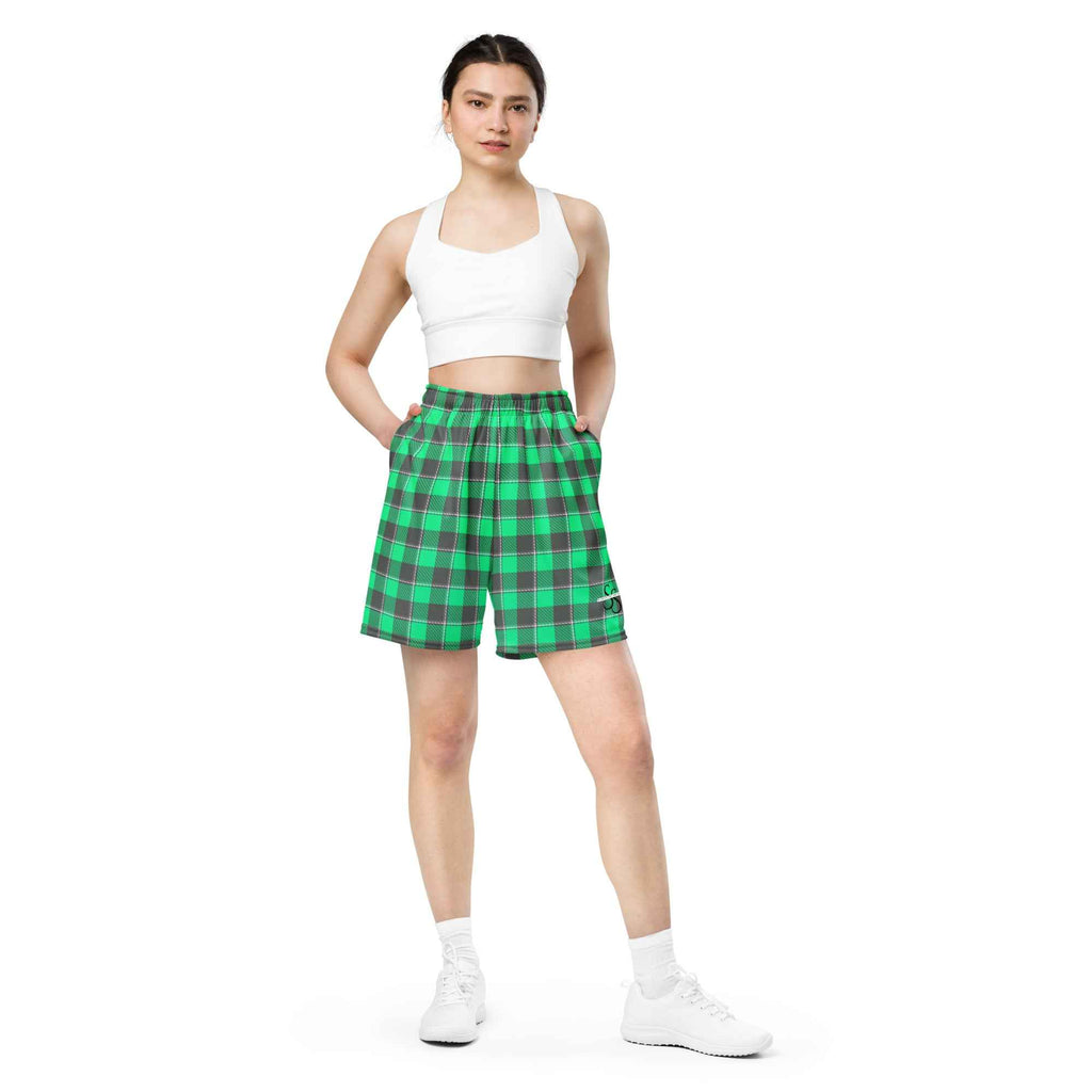 Spring Green and Finlandia Plaid Unisex Mesh Shorts - Scottish Squares