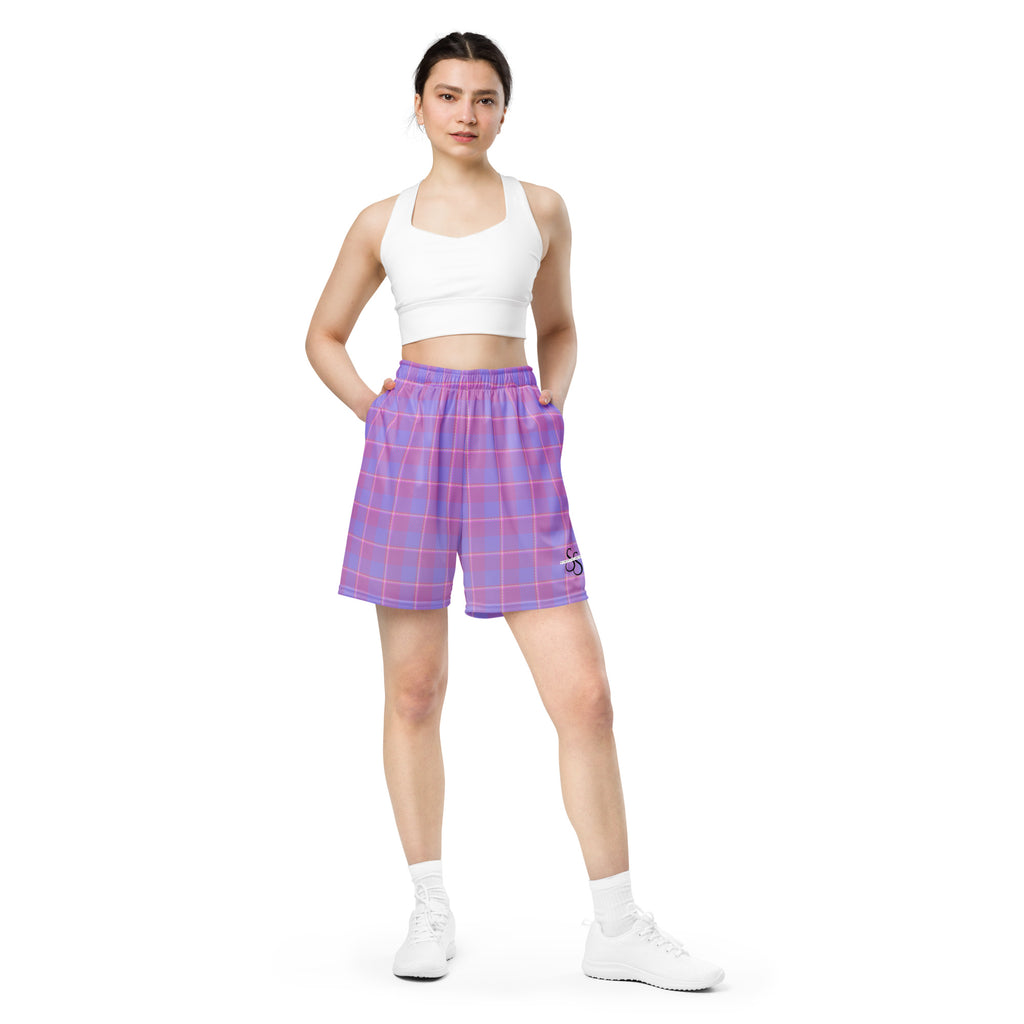 Viola and Dull Lavender Plaid Unisex Mesh Shorts - Scottish Squares