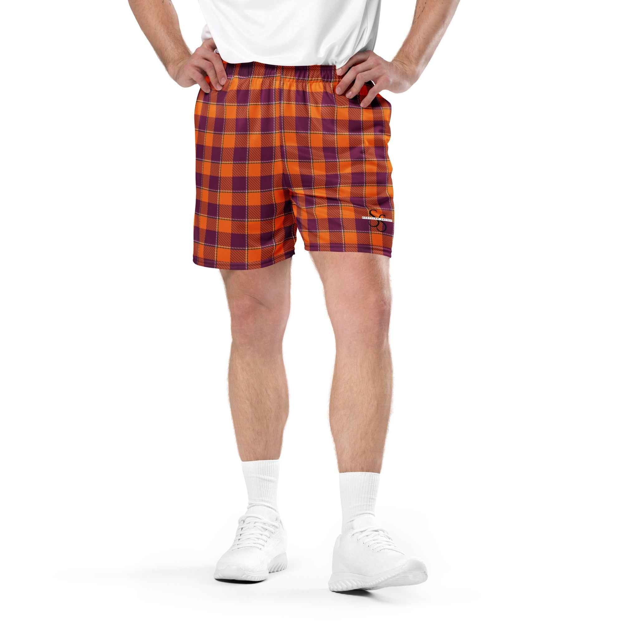 Tahiti Gold and Rose Bud Cherry Plaid Unisex Mesh Shorts - Scottish Squares