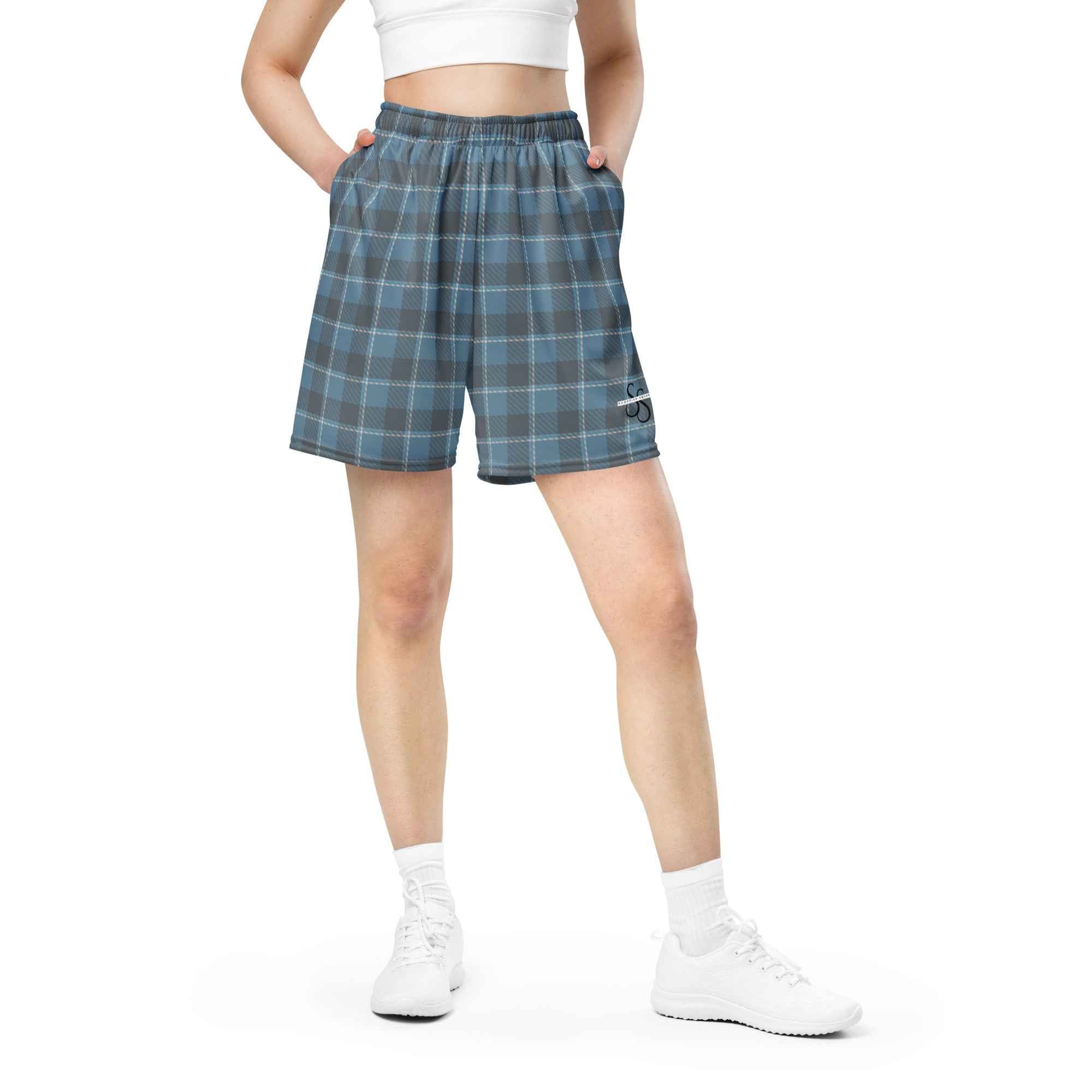 Hoki and Shuttle Gray Plaid Unisex Mesh Shorts - Scottish Squares