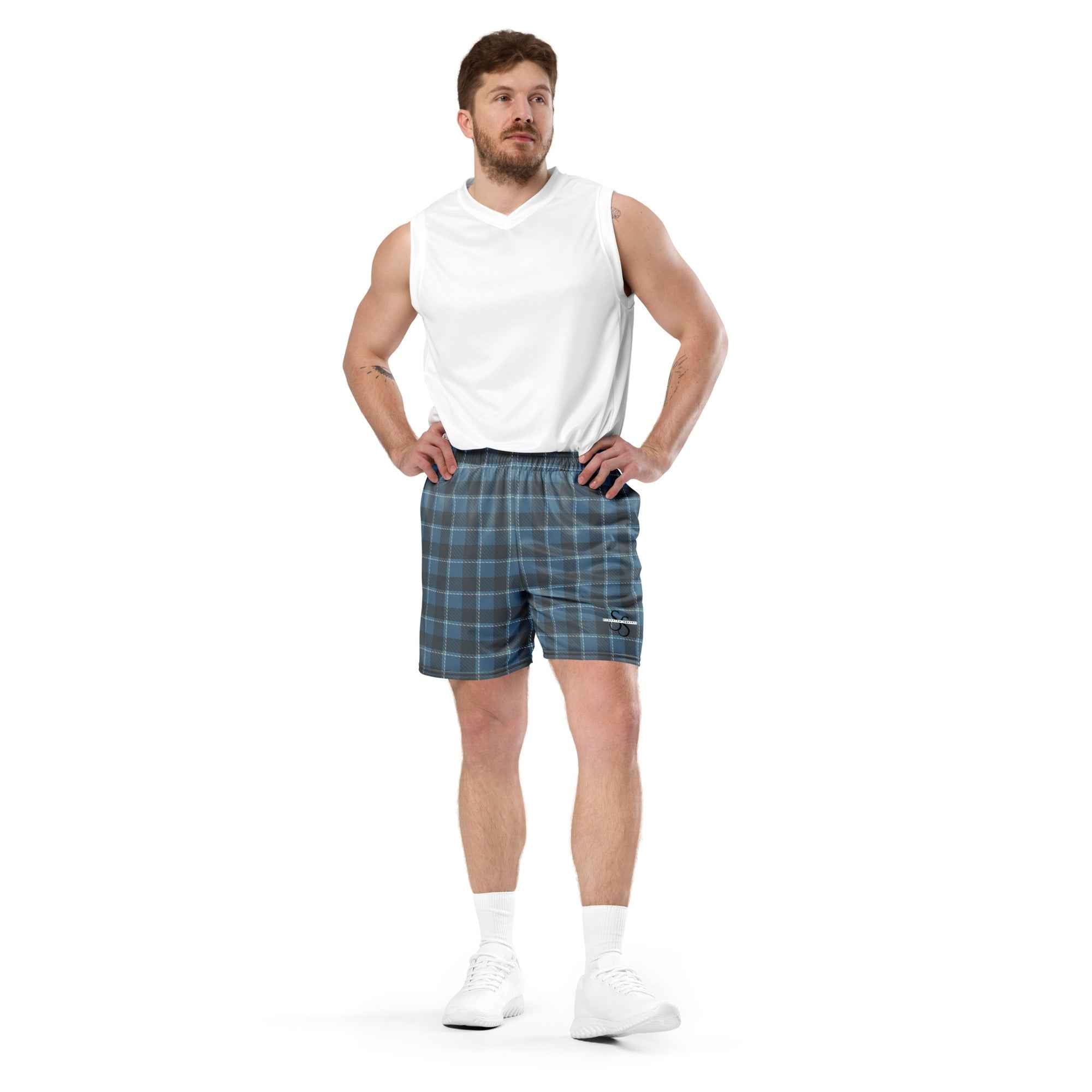 Hoki and Shuttle Gray Plaid Unisex Mesh Shorts - Scottish Squares