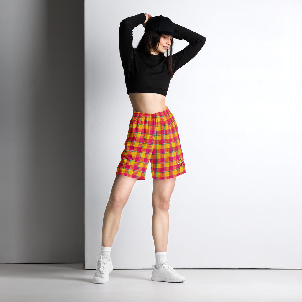 Corn and Razzmatazz Plaid Unisex Mesh Shorts - Scottish Squares