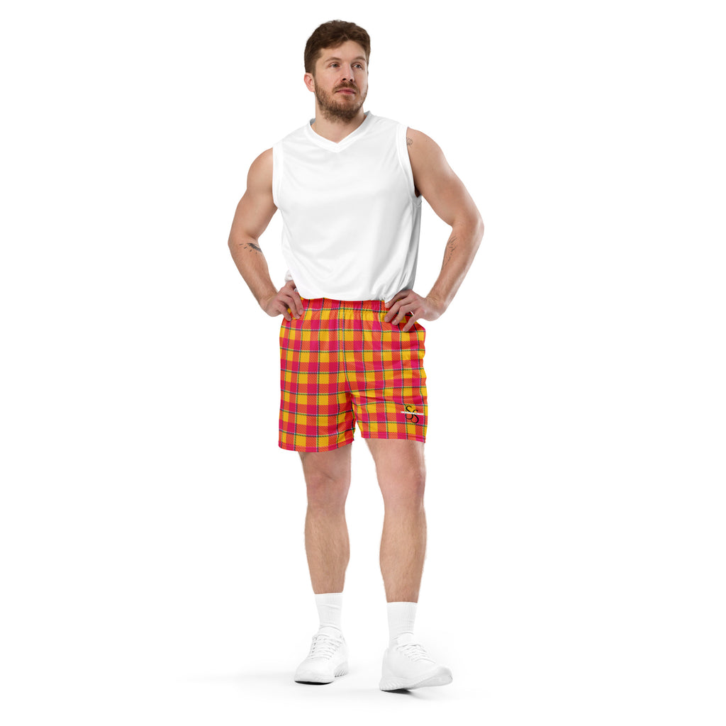 Corn and Razzmatazz Plaid Unisex Mesh Shorts - Scottish Squares