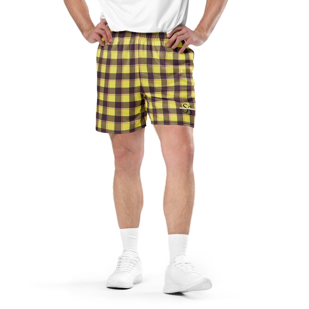 Flax and Livid Brown Plaid Unisex Mesh Shorts - Scottish Squares