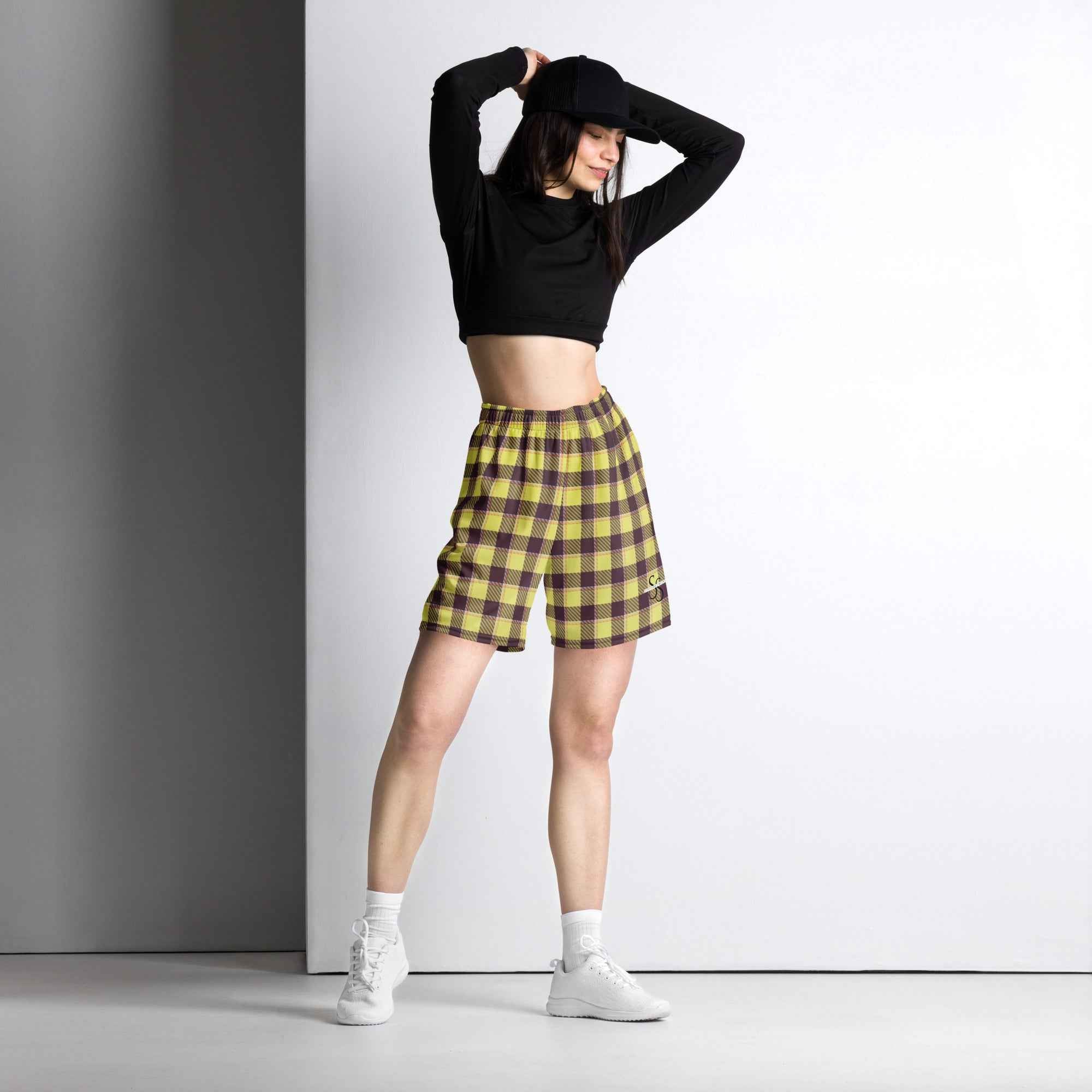 Flax and Livid Brown Plaid Unisex Mesh Shorts - Scottish Squares