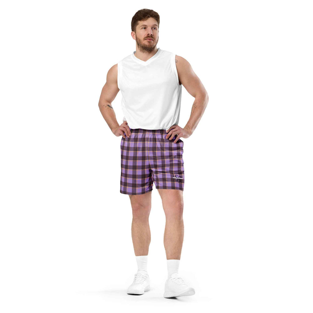 Light Wisteria and Livid Brown Plaid Unisex Mesh Shorts - Scottish Squares