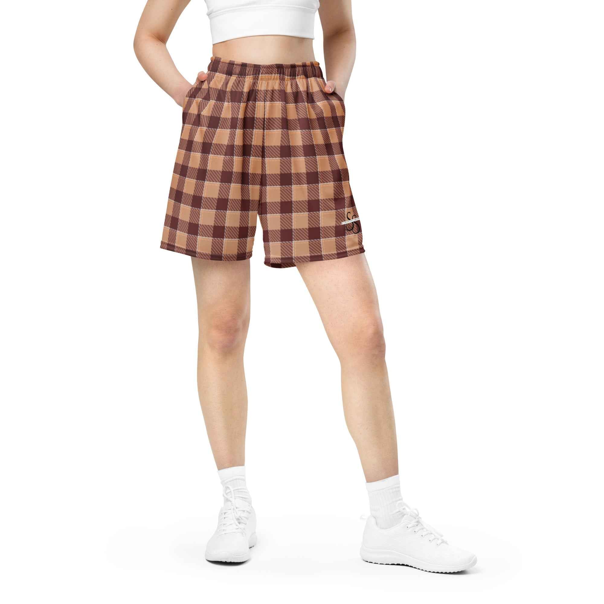Whiskey and Livid Brown Plaid Unisex Mesh Shorts - Scottish Squares