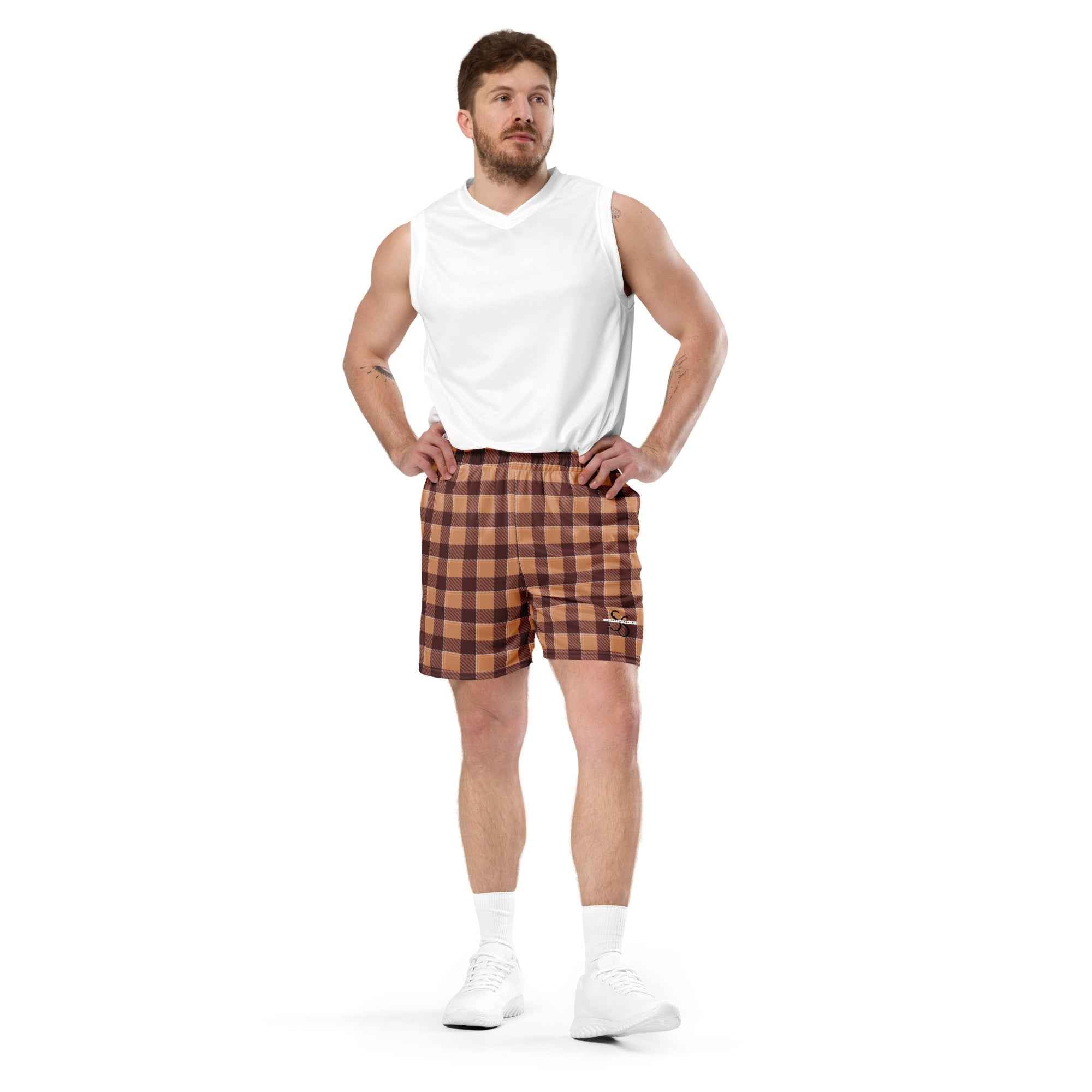 Whiskey and Livid Brown Plaid Unisex Mesh Shorts - Scottish Squares
