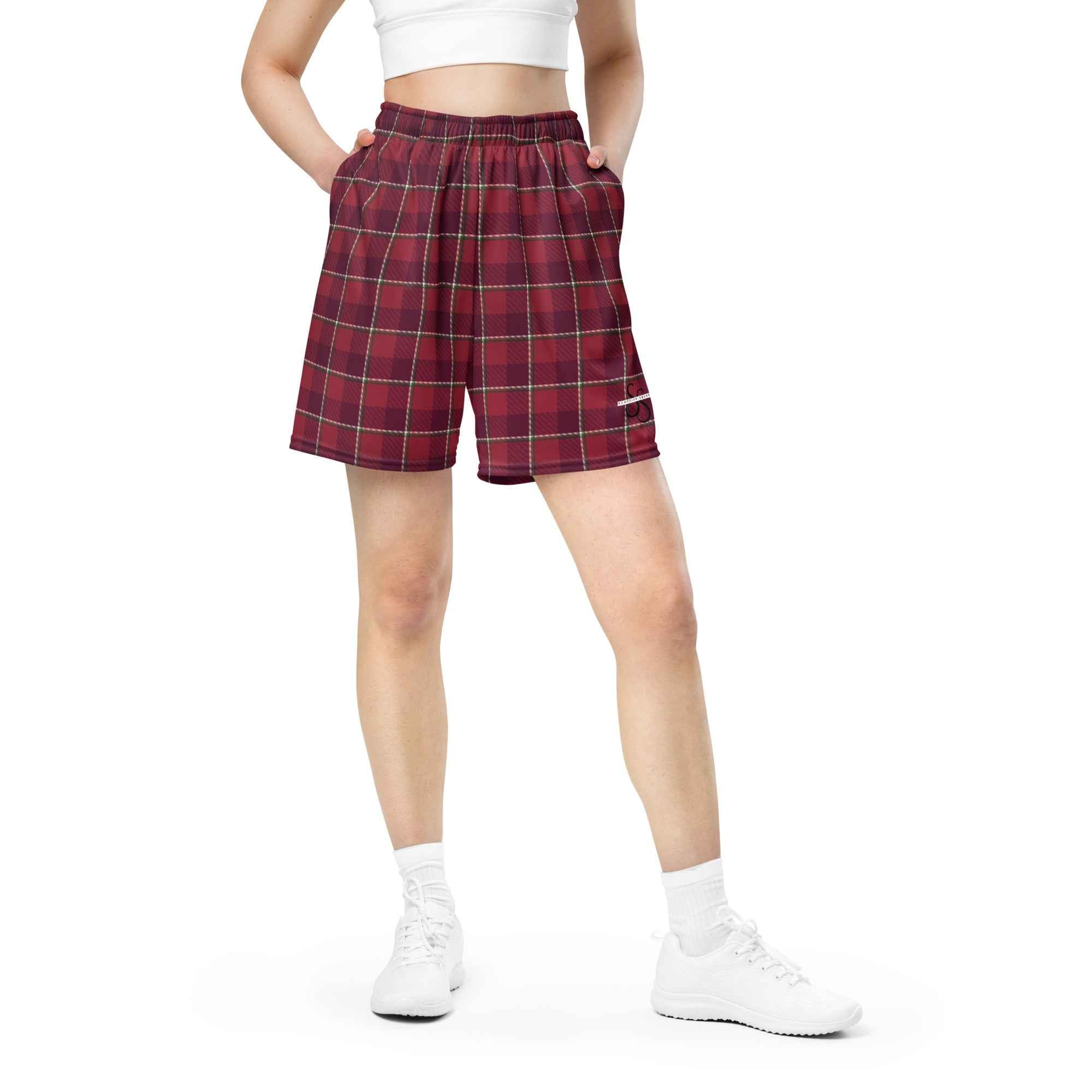 Old Brick and Cab Sav Plaid Unisex Mesh Shorts - Scottish Squares