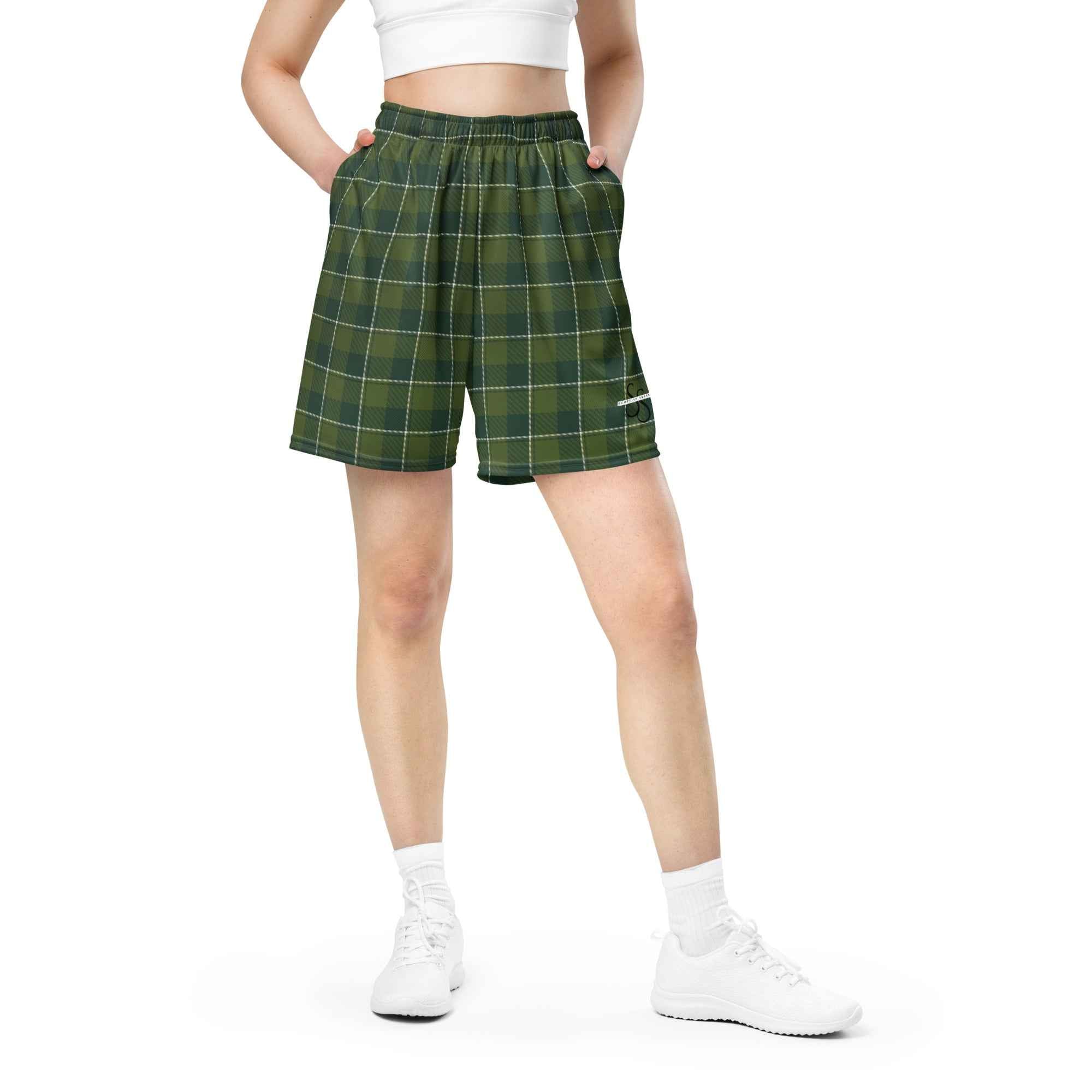 Woodland and Evergreen Plaid Unisex Mesh Shorts - Scottish Squares