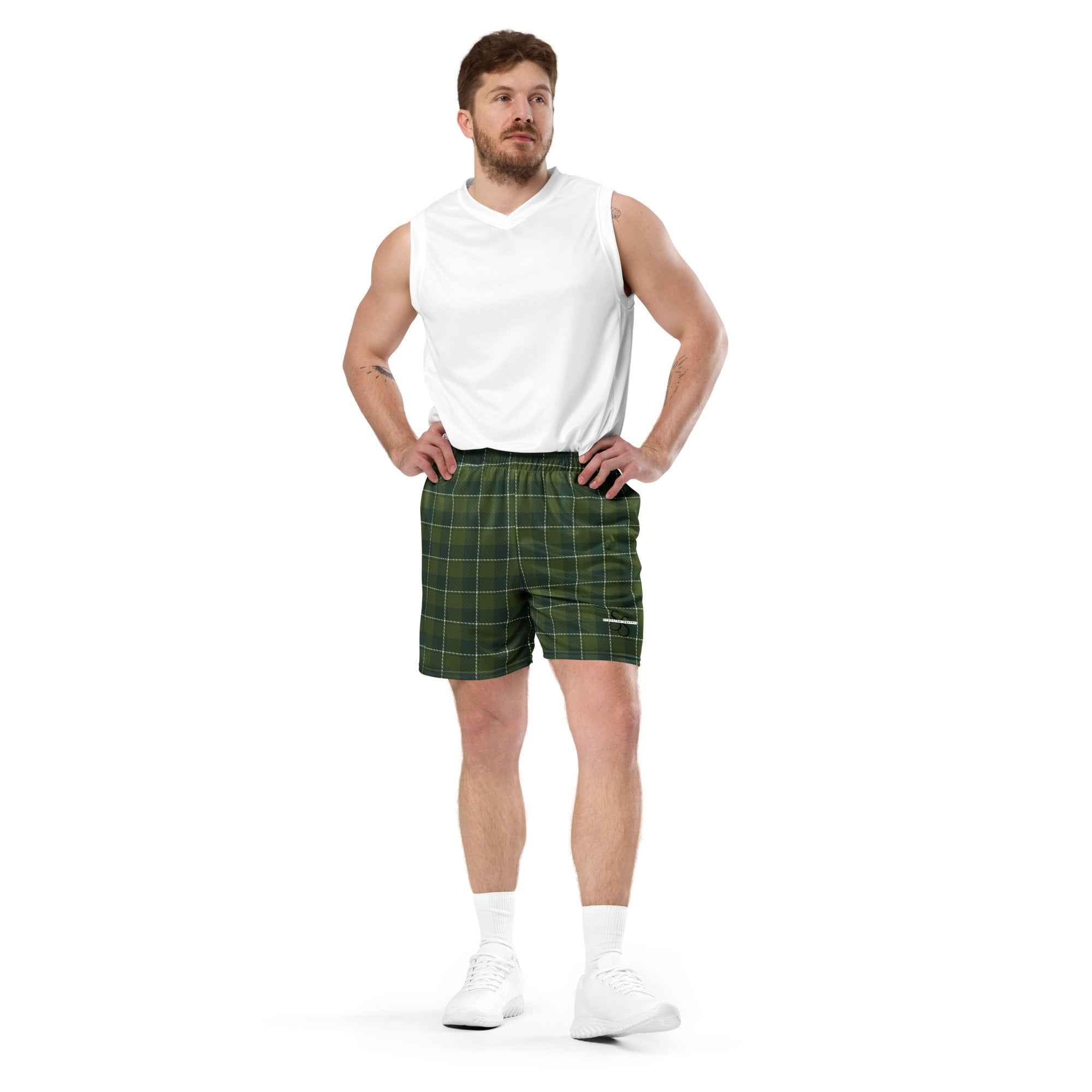Woodland and Evergreen Plaid Unisex Mesh Shorts - Scottish Squares