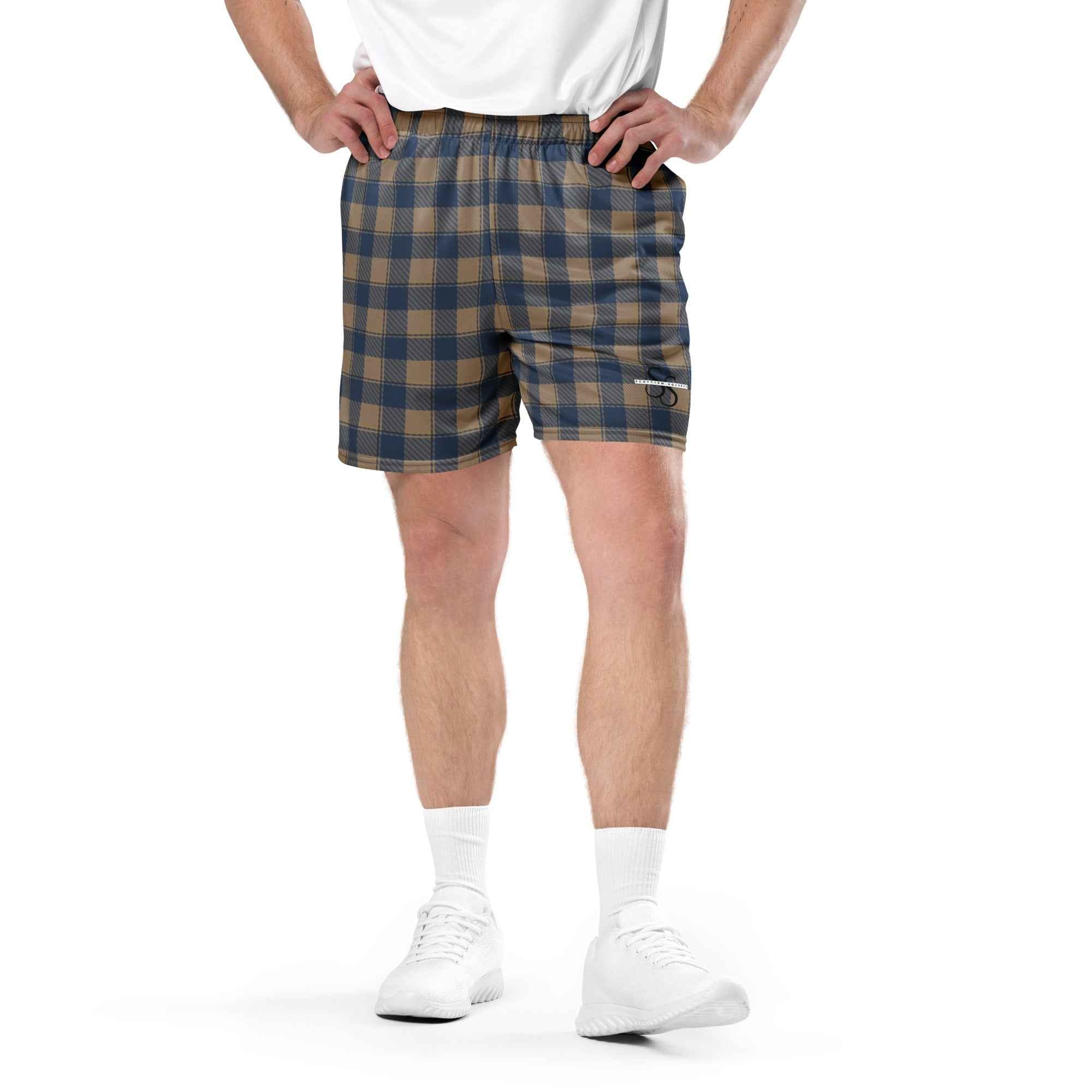 Cello and Donkey Brown Plaid Unisex Mesh Shorts - Scottish Squares