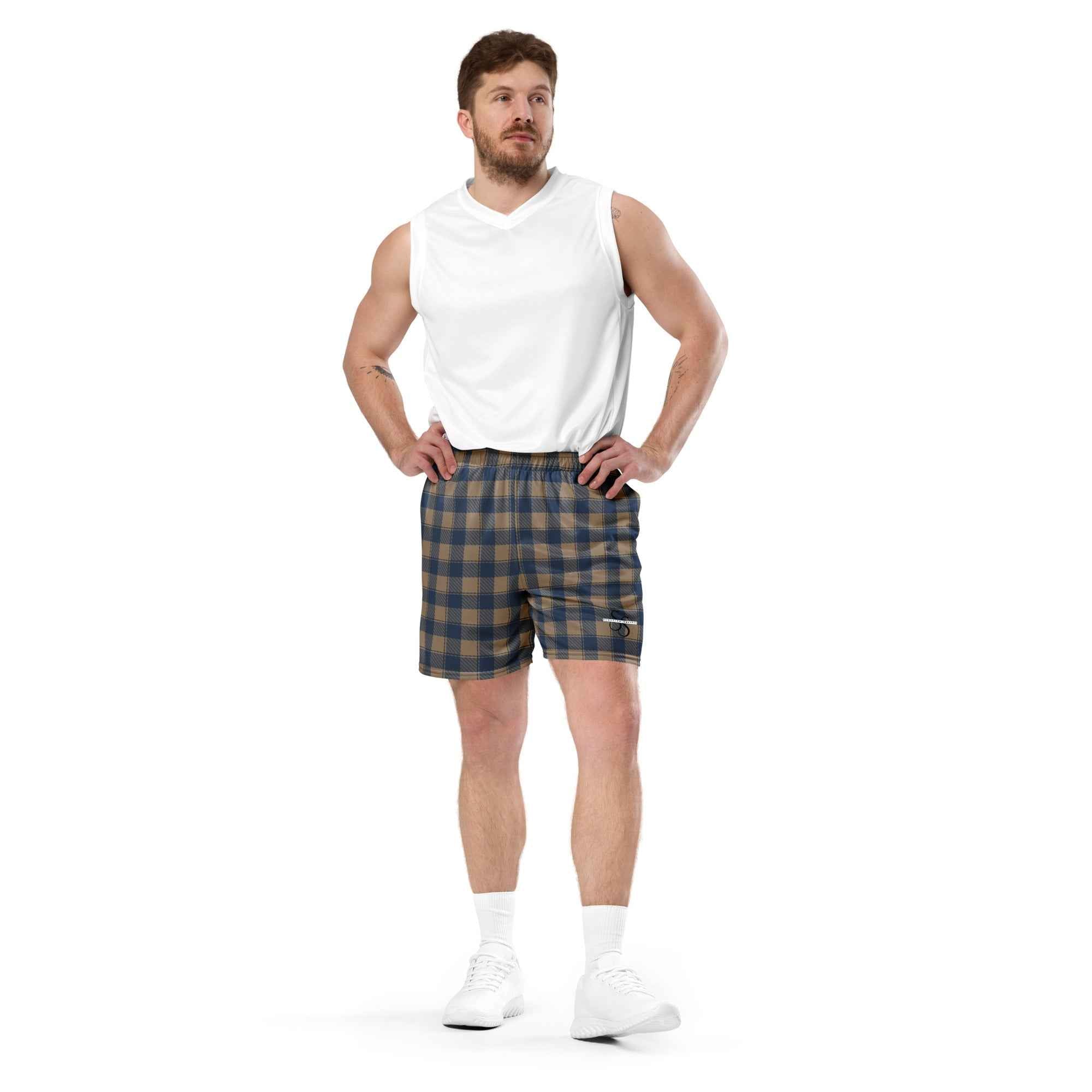 Cello and Donkey Brown Plaid Unisex Mesh Shorts - Scottish Squares