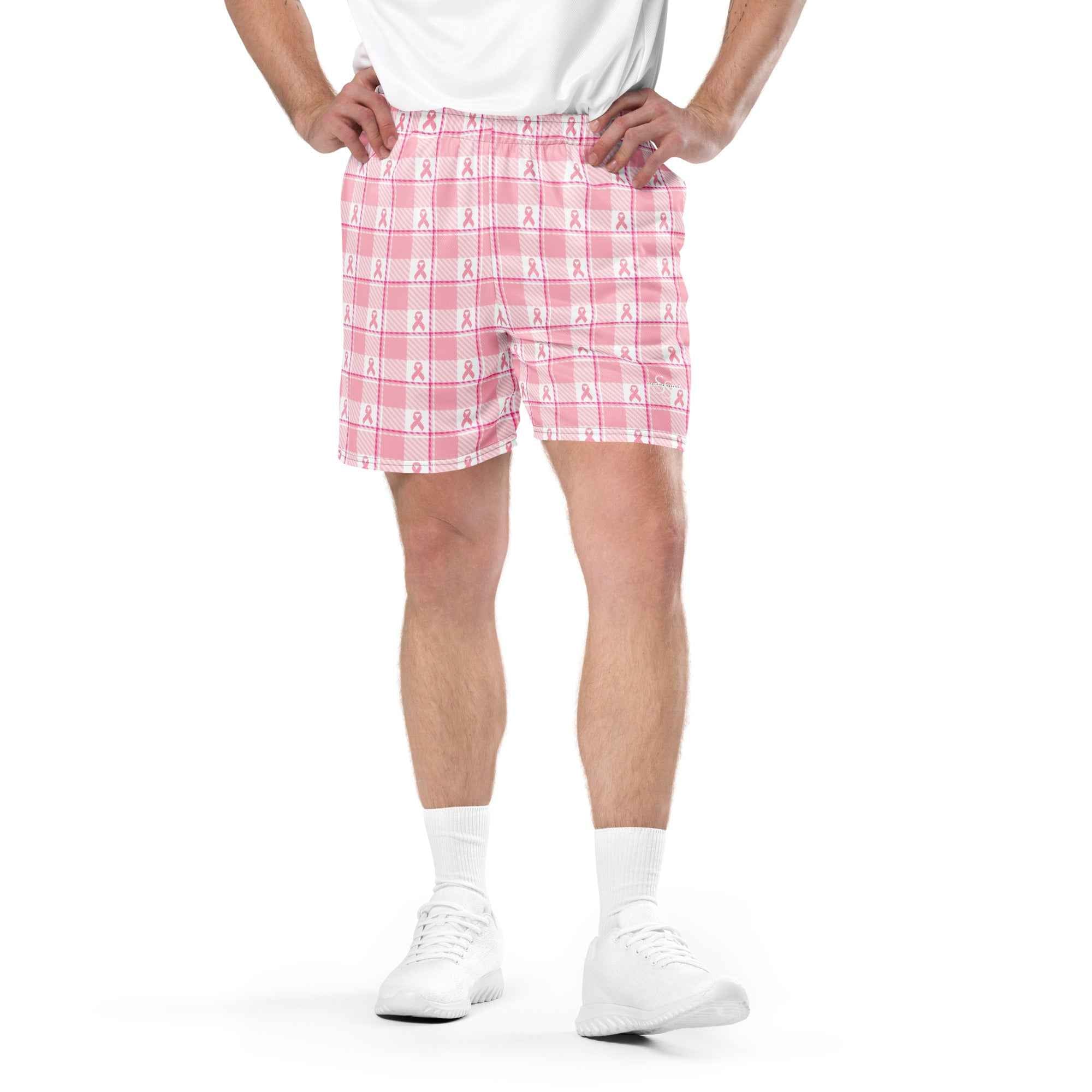Unisex Mesh Shorts Breast Cancer Awareness Plaid - Scottish Squares