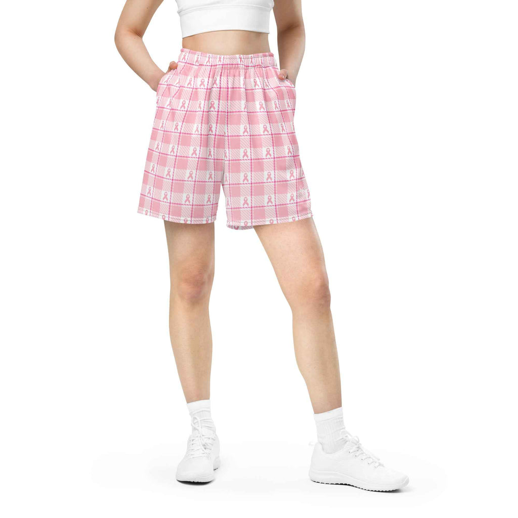 Unisex Mesh Shorts Breast Cancer Awareness Plaid 6XL - Scottish Squares