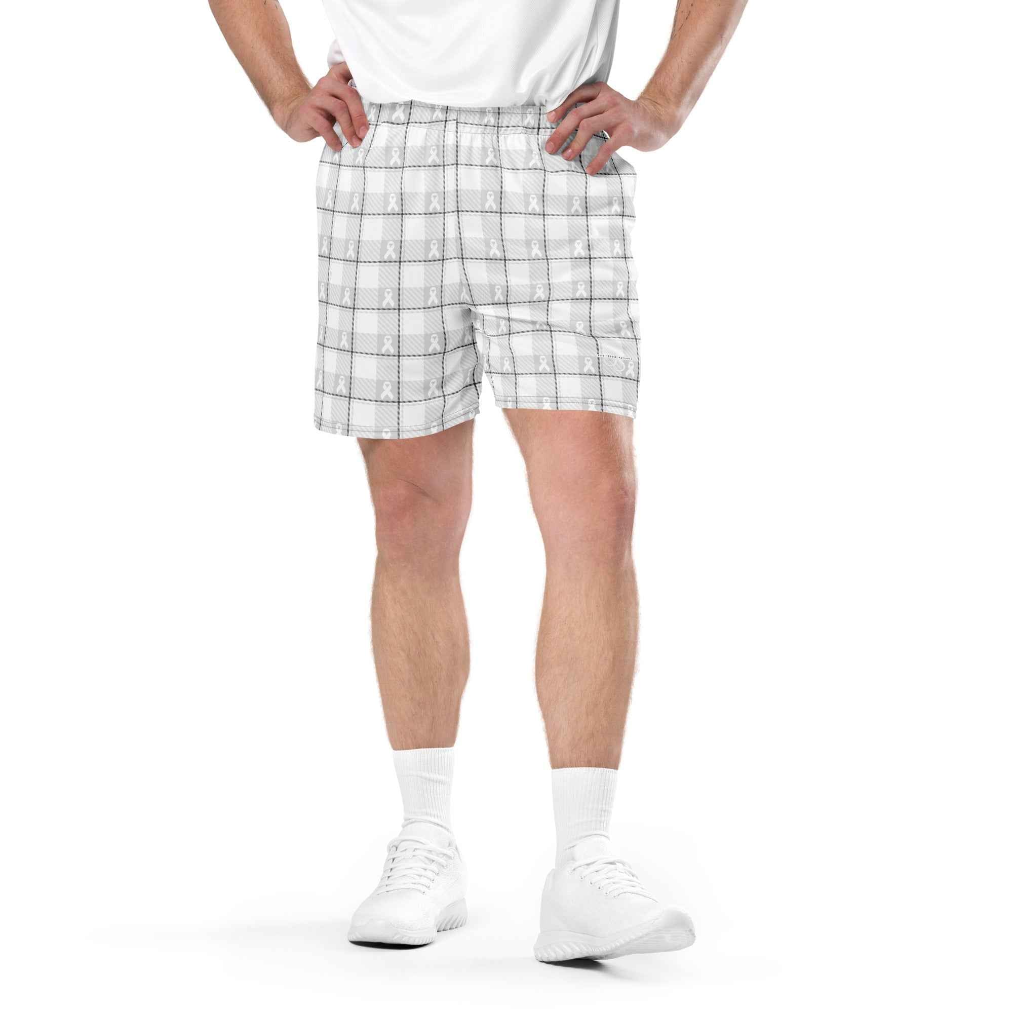 Unisex Mesh Shorts Lung Cancer Awareness Plaid, White Ribbon, Supportive Gift 6XL - Scottish Squares