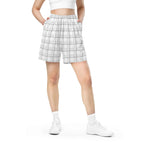 Unisex Mesh Shorts Lung Cancer Awareness Plaid, White Ribbon, Supportive Gift - Scottish Squares