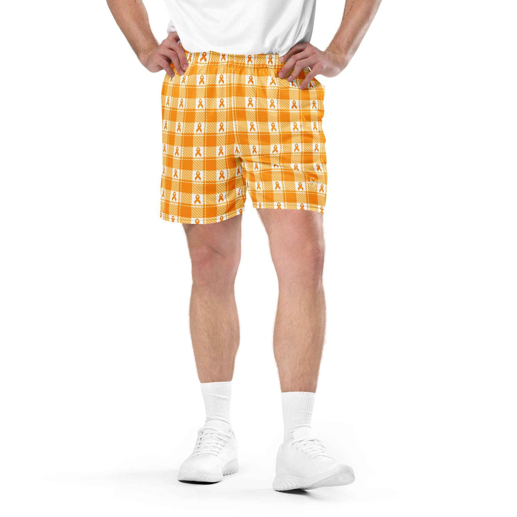 Unisex Mesh Shorts Kidney Cancer Awareness Plaid, Orange Ribbon, Supportive Gift 6XL - Scottish Squares