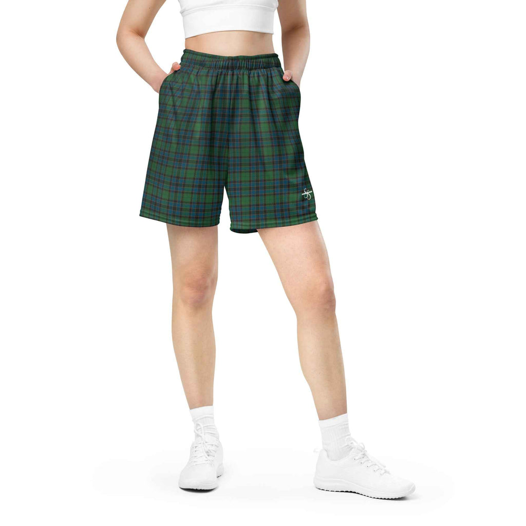 Unisex Mesh Shorts Green Blue Orange Plaid Tartan