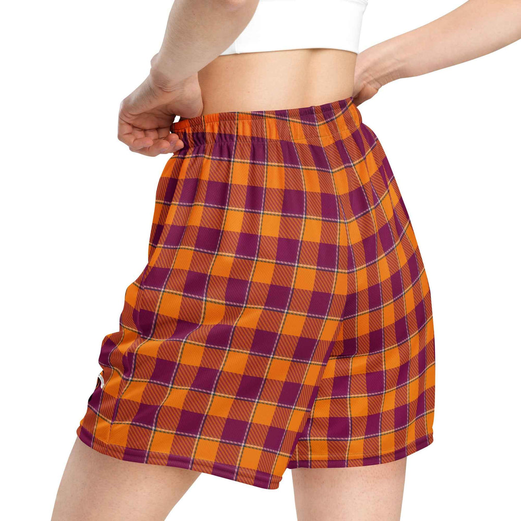 Tahiti Gold and Rose Bud Cherry Plaid Unisex Mesh Shorts - Scottish Squares